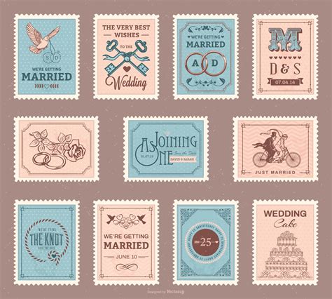 vintage wedding postage stamps